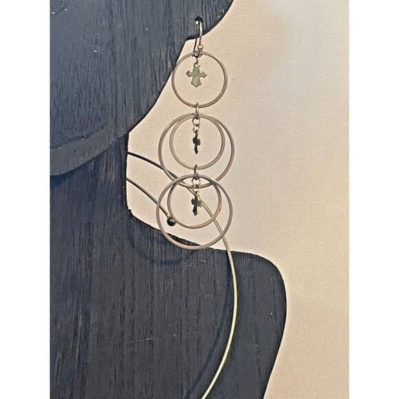 Choker and earrings set Goldtone circle - Picture 3 of 4